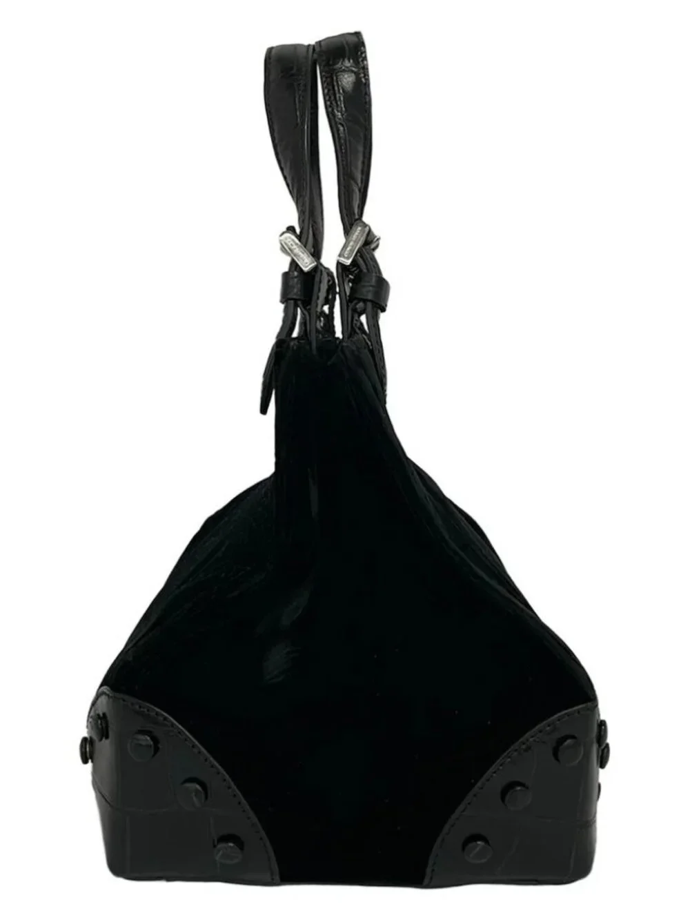 GIORGIO ARMANI Black Velour Leather Handbag